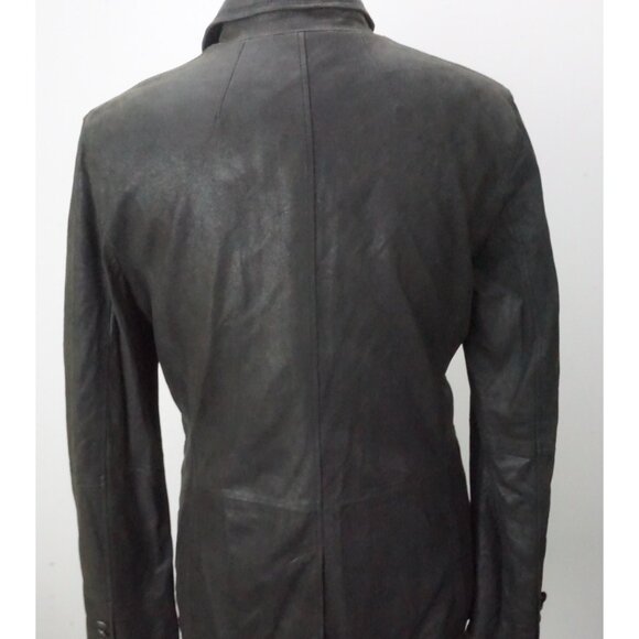 John Varvatos Triple Needle Stitching Cracked Goat Leather Brown Jacket M NEW - Picture 4 of 8